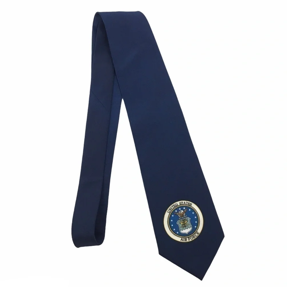 United States Air Force Tie Logo Emblem Eagle Stars Navy Blue Military Parquet
